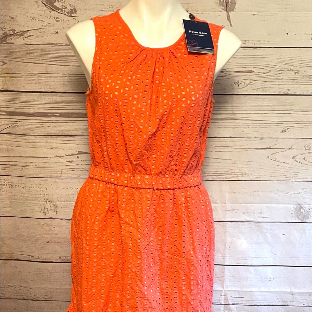 Peter Som Orange Eyelet Overlay Dress Size 6